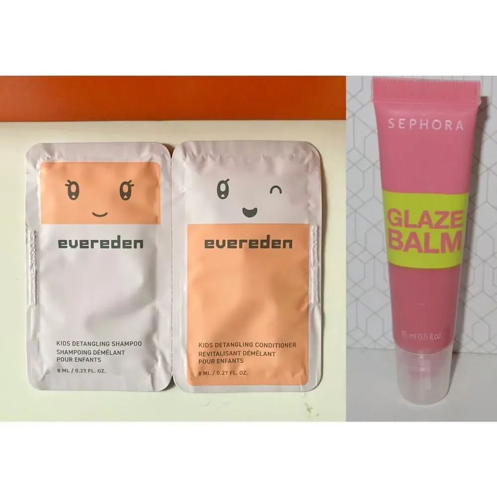 Evereden Kids Shampoo & Conditioner Samples + Sephora Collection Glaze Lip Balm